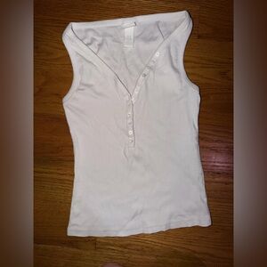H&M White Buttoned Tank Top